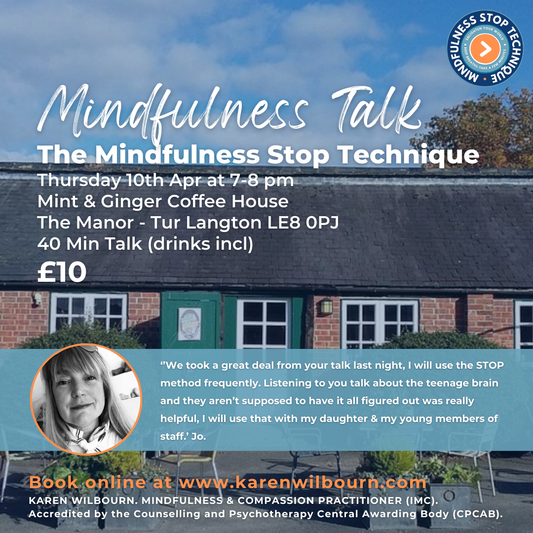 Mindfulness talk, Tur Langton. April 10th 7-8pm.